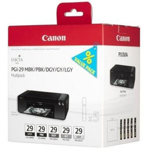 Canon PGI-29 MBK/PBK/DGY/GY/LGY Pack - originálny